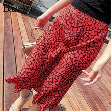 Женская Повседневная юбка-слип, осенняя красная юбка с принтом, винтажная юбка миди с высокой талией, узкие с эластичным поясом