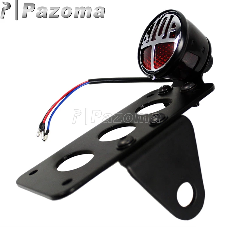 

Black Motorcycle Retro Side Mount License Plate Bracket Rear Brake Taillight for Harley Softail Dyna Cafe Racer Custom Chopper