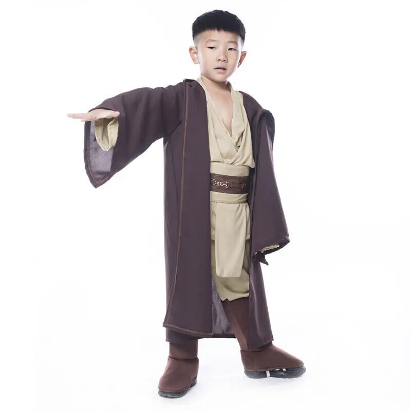 Kids Star Wars Jedi Warrior Costume Robe Child Halloween Cosplay Costume Tunic Pants Belt Cloak