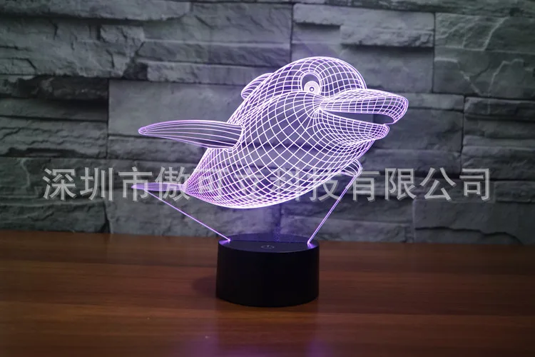Дельфин Форма Usb ночник красочный 3D Визуальный свет светодиодный декоративный Настольный светильник