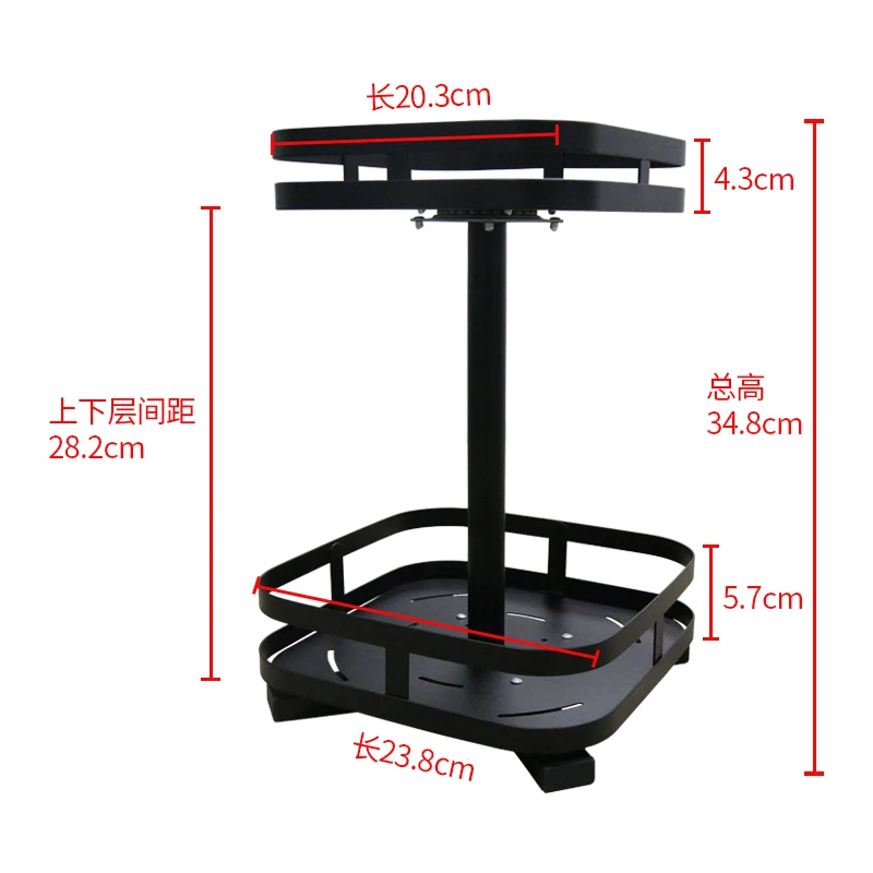  Kitchen shelf seasoning rack space saving 2 layer rotating black stainless steel condiment rack LU5 - 32874665678