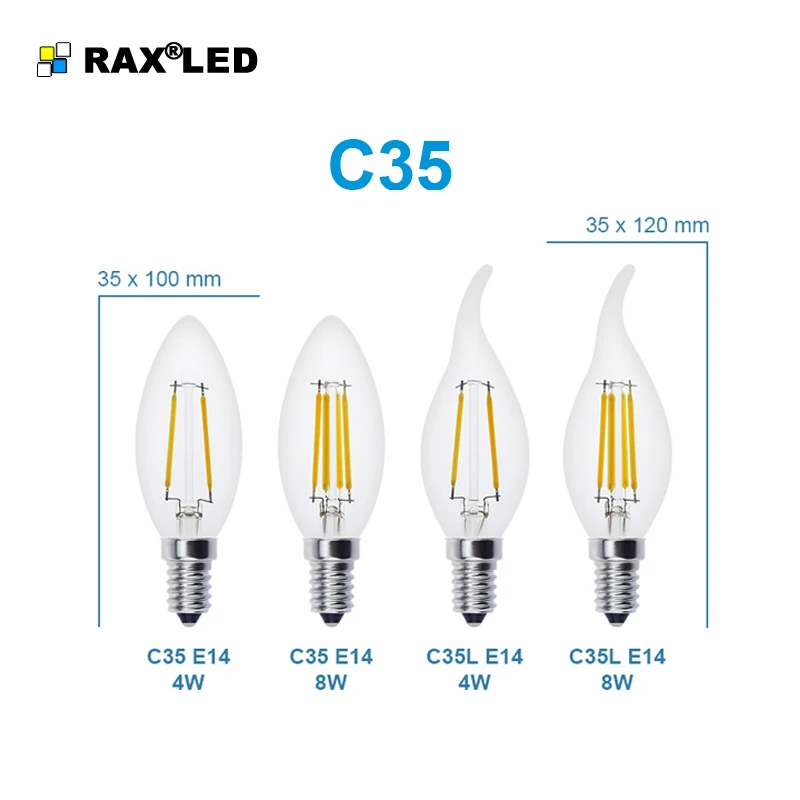 Диммируемая C35/C35L E14 220 В светодиодный светильник накаливания 4 Вт 8 Вт 12 Вт античный ретро Edison светодиодный E14 свечи для люстры