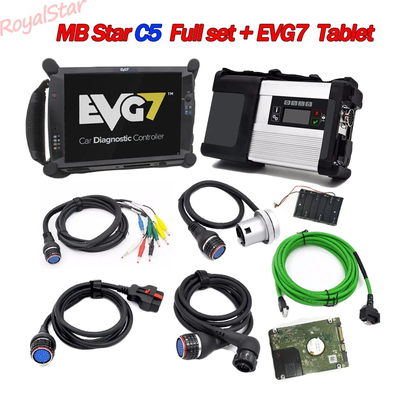 2018 EVG7 tablet 4 Гб с MB Star C5 SD диагностический сканер EVG7 идеально подходит для MB SD C5 с полной программного обеспечения Vediamo DTS DAS для автомобилей