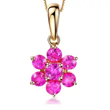 GVBORI натуральный рубин 18 К золотой кулон для женщин лучший подарок цветок модный дизайн красивый драгоценный камень сливы красный ювелирные изделия