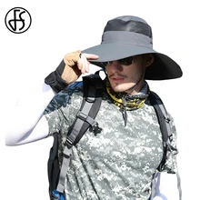 FS наружная Водонепроницаемая Рыбацкая шляпа с большими полями для мужчин и женщин с ветровой веревкой, винтажные шляпы для защиты от УФ-лучей, летняя Рыбацкая шапка