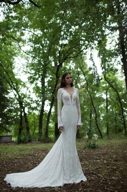 Свадебное платье vestido de noiva robe de soiree новые модные пикантные спинки сексуальные длинные рукава кружева мать невесты платья