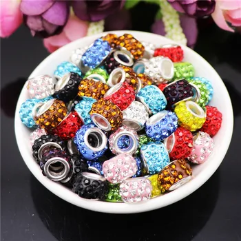 

50PCS Big Hole Point Drilling CZ Rhinestone Crystal Bead Murano Glass Beads Charms Fit For Pandora Bracelets For Jewelry Making
