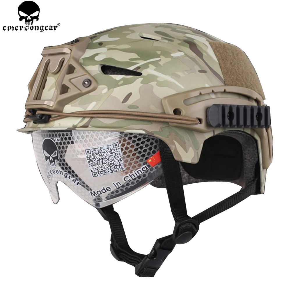 EMERSONGEAR EXF BUMP Helmet with Goggle Glasses Protective Tactical Military Airsoft Paintball Helmet Multicam EM8981
