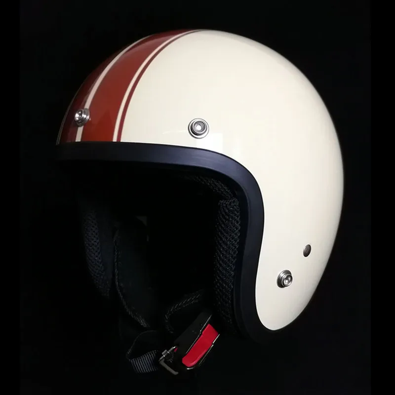 Бренд THH, Ретро стиль, capacete, moto queiro, шлем, moto rcycle, шлем для мужчин и женщин, moto rbike, открытый шлем, DOT, ретро шлемы - Цвет: Ivory white brown