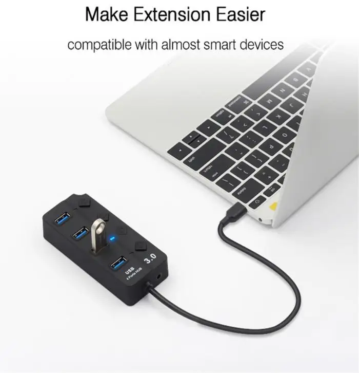 USB 3,0 высокоскоростной 4/7 USB порт 3,0 концентратор разветвитель с адаптером питания для портативных ПК