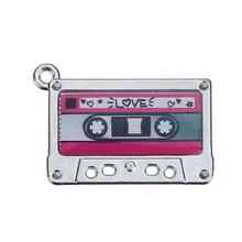 DoreenBeads цинковый металлический сплав Шарм Подвески Кассетная лента Серебряный тон Сердце инкрустированные 29 мм(1 1/") x19мм(6/8"), 1 шт