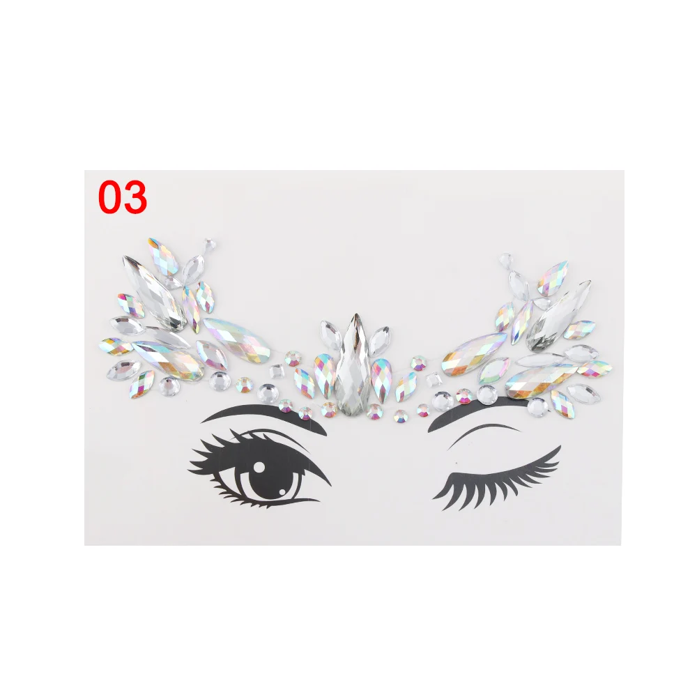 1PC 3D Crystal Tattoo Adhesive Face Gems Rhinestone Jewels Festival Fancy Party Body Glitter Stickers Women Party Makeup Tools