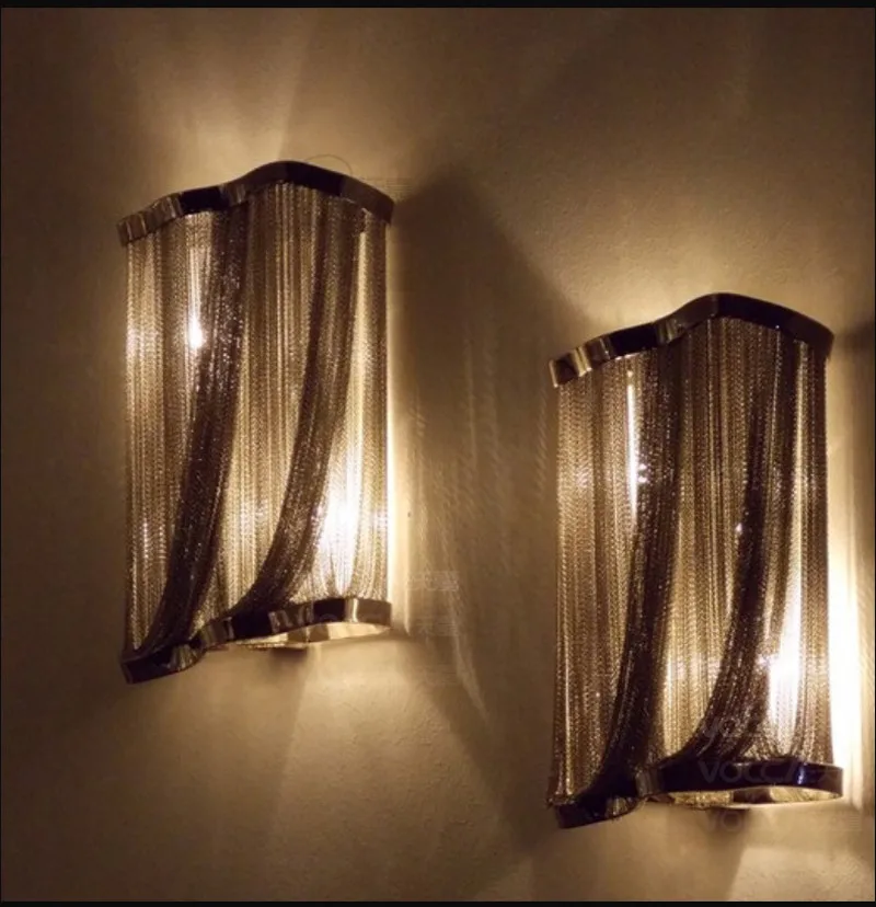 Кисточкой алюминий настенный светильник спальня гостиная Италия дизайн Модное Освещение для дома холле отеля коридор прохода свет