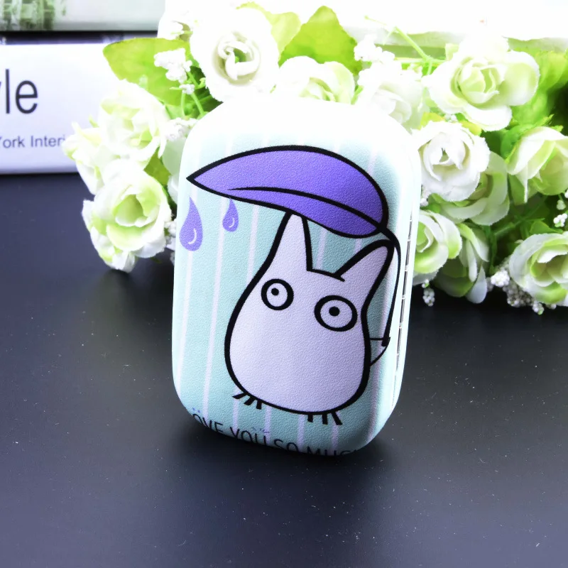 LIUSVENTINA Портативный кожаный милый чехол для контактных линз Totoro Chinchillas с зеркалом для цветных линз подарок для мальчиков и девочек