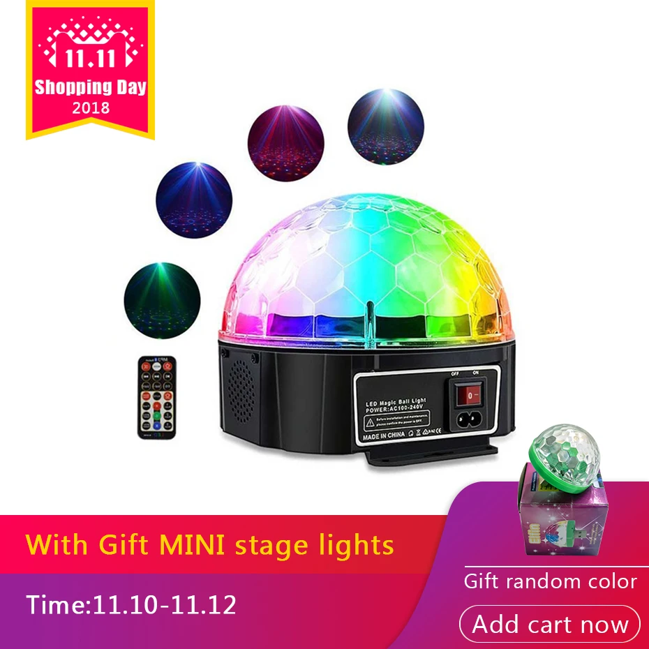 

ANYIGE Bluetooth LED Magic ball 9 Color Installable Battery Stage Light DJ Disco Club 3 Sound Control Mode With Remote Control