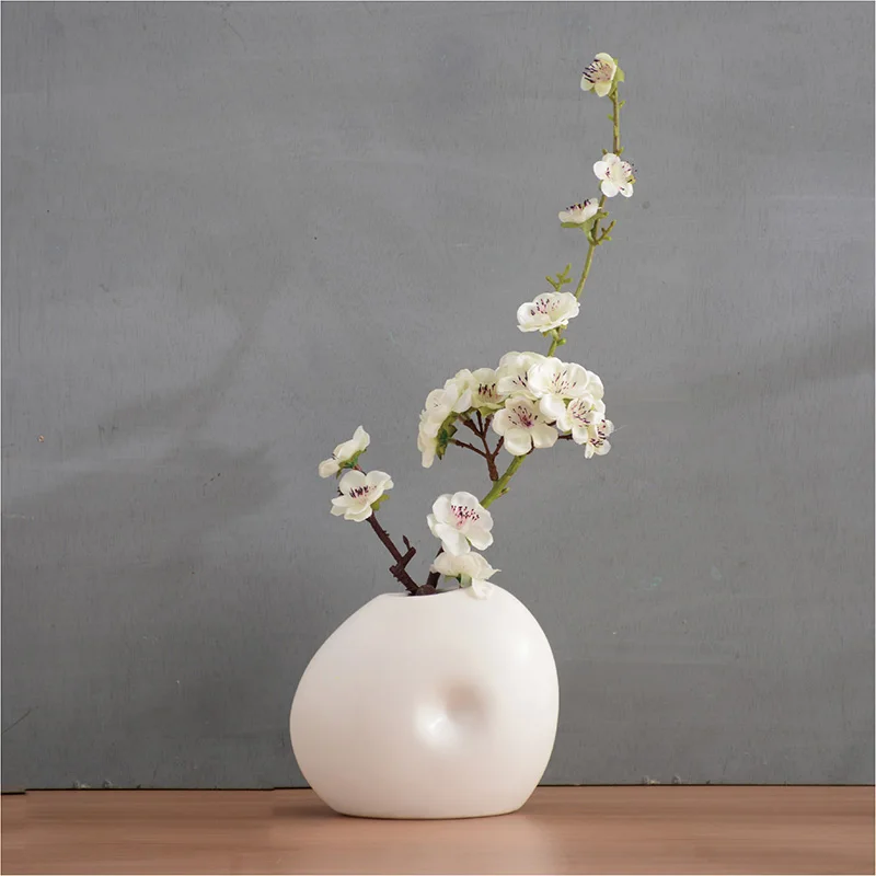 A004 with flower Набор керамических ваз с Цветочные Поделки орнамент вазы для искусственных цветов для свадебного украшения дома ярроны декорации современный - Цвет: A004 with flower