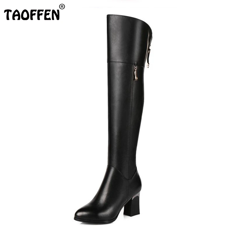 

Women Genuine Real Leather Over The Knee Boots Winter Boots Sexy High Heel Fashion Round Toe Zipper Women Boots Shoes Size 33-42