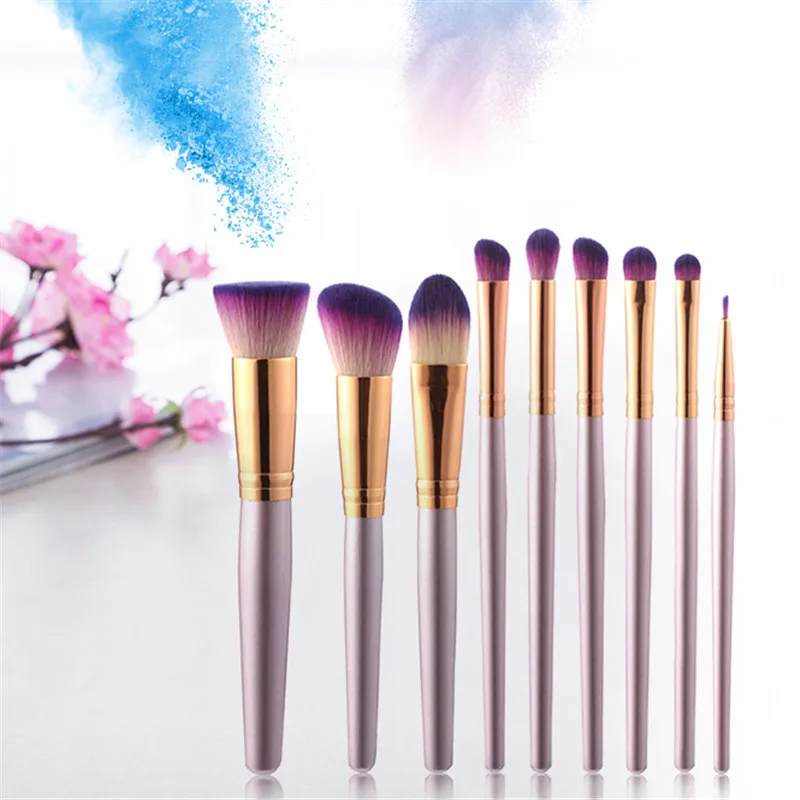 9pcs Professional Makeup Brush Set Soft Nylon Hair Blusher Contour Eyeshadow Lip Blend Cosmetic Beauty Makeup Brushes Tool Kit