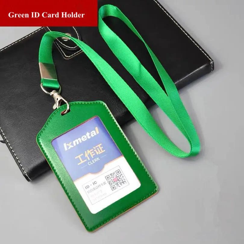Green Из искусственной кожи работу для карты/кредитной держатель для карт ID имя значок Чехол Держатель с вытяжным шнуром - Цвет: Green