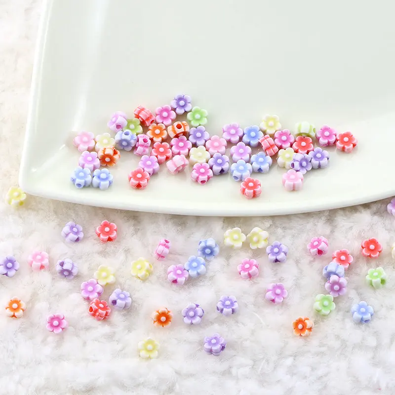 

6mm Mixed Random color 100pcs/pack flower shape Acrylic Spacer beads Children Handcraft Beads for jewelry Findings