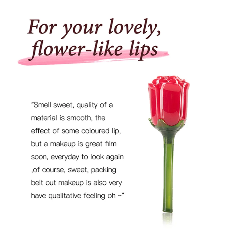 Rose Shape Moisturizing Lip Glaze Long Lasting Non Stick Cup Cosmetics NShopping