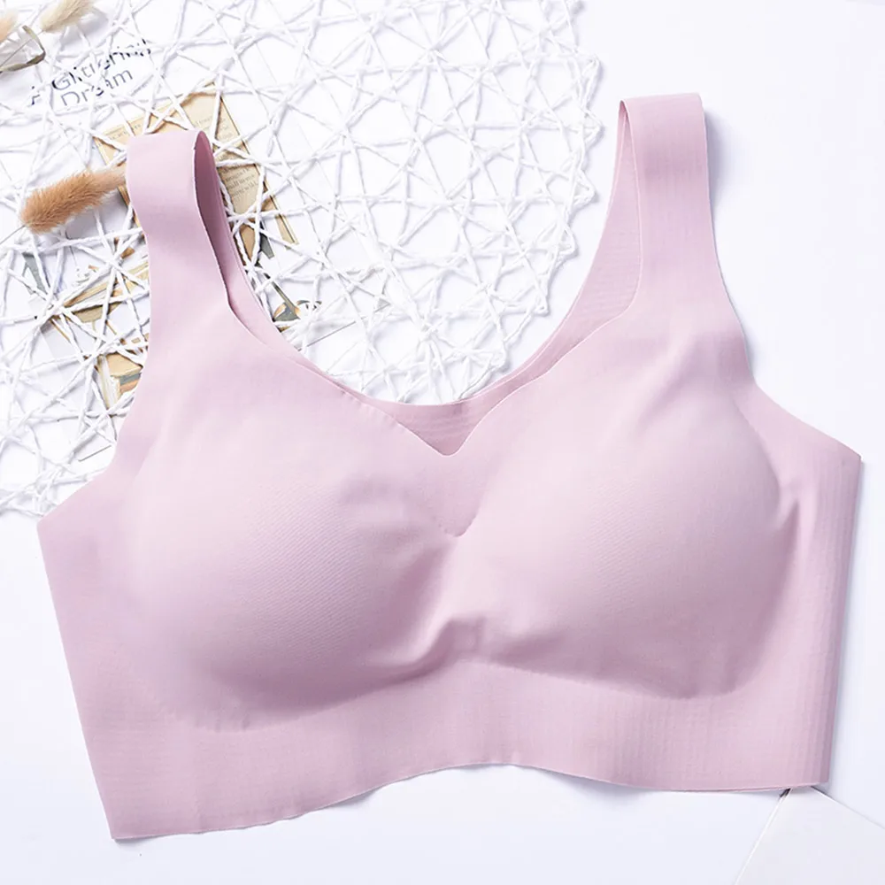 pink Спортивный бюстгальтер сверху, для девушек, бюстгальтер для бега мягкий пуш-ап бюстгальтеры Фитнес, одежда на каждый день, без «косточек бесшовный сна Бюстгальтер Bralette - Цвет: pink