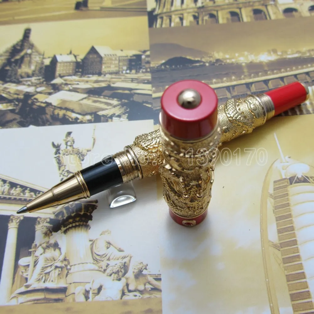 Jinhao китайские "двойные драконы, играющие с жемчугом" тяжелая ручка Расширенная шариковая ручка с подарочной коробкой Серебро Золото J35K3