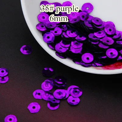50g 6 чашка мм круглая блестка раззноцветные часы украшения Artesanatos Acessórios 35# фиолетовый блестки