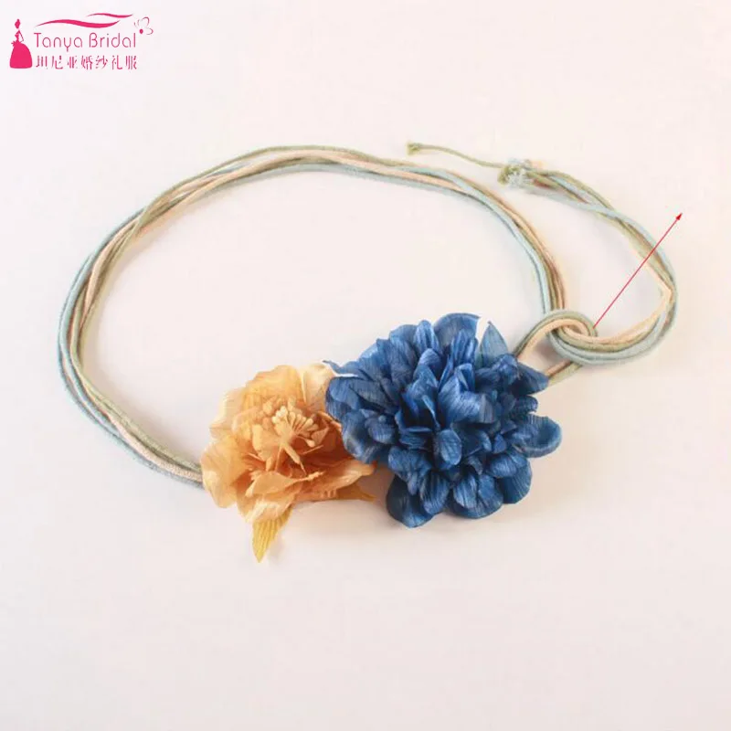 

Flower Bridal Belt Cheap Bohemian Beach Wedding dress Sashes Casual Dress Accessories for Waist size less than 78cm ZA021