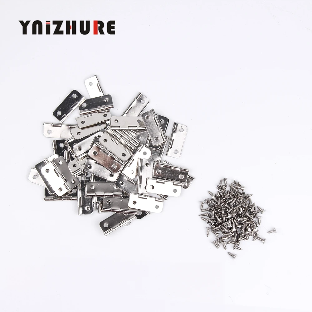 

50pcs YNIZHURE 25*18mm Silver Door Cabinet Drawer Jewellery Box Mini Hinge