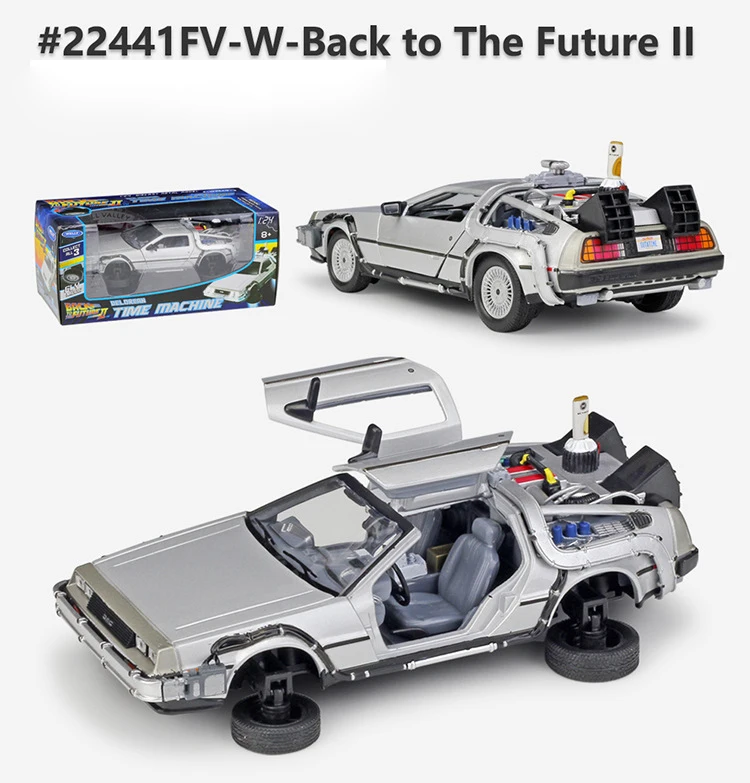 WELLY 1:24 Сплав Классический литья под давлением автомобилей delorean Back to The Future часть 1/2/3 DMC-12 металлическая модель игрушка автомобиля для детей подарки коллекция - Цвет: BackToTheFuture2 Fly