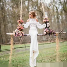 Свадебные платья в стиле бохо, свадебные платья русалки, сказочные шифоновые рукава-фонарики, vestido de novia mariage, богемные свадебные платья