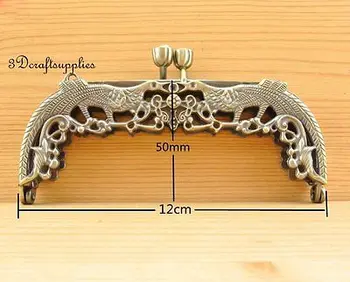 

metal frame sewing bag purse frame clasp alloying 12 cm vintage D29