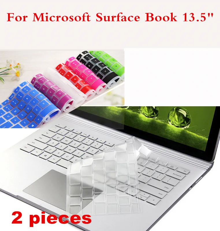 

2 Pieces Washable Laptop Keyboard Cover For Microsoft Surface Book 13.5" Silicone Waterproof Dustproof Cover Film + Gift