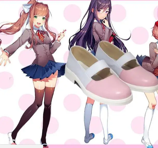 Monika/Обувь для костюмированной вечеринки; обувь для костюмированной игры «Doki»; обувь для костюмированной игры; Розовая обувь в японском стиле