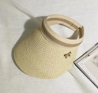 Beige Новая горячая мода 3 цвета УФ двойной козырек шляпа с пустым верхом Панамка Мужская и женская мода горячая распродажа - Цвет: Beige