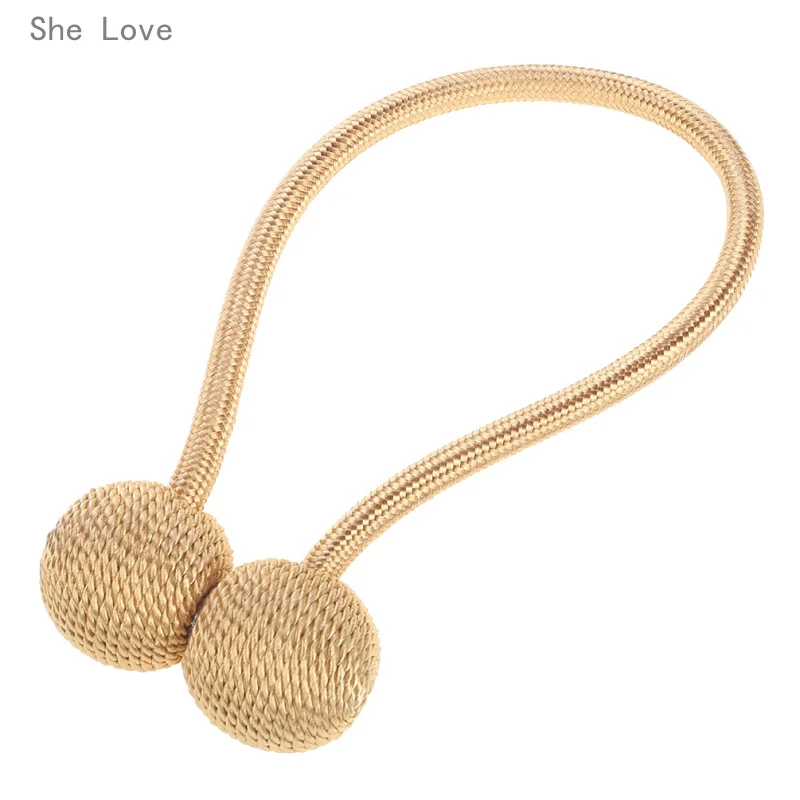 

She Love Magnetic Curtain Tieback Braided Spherical Chain Buckle Drapery Holdback Clip Holders Home Decor