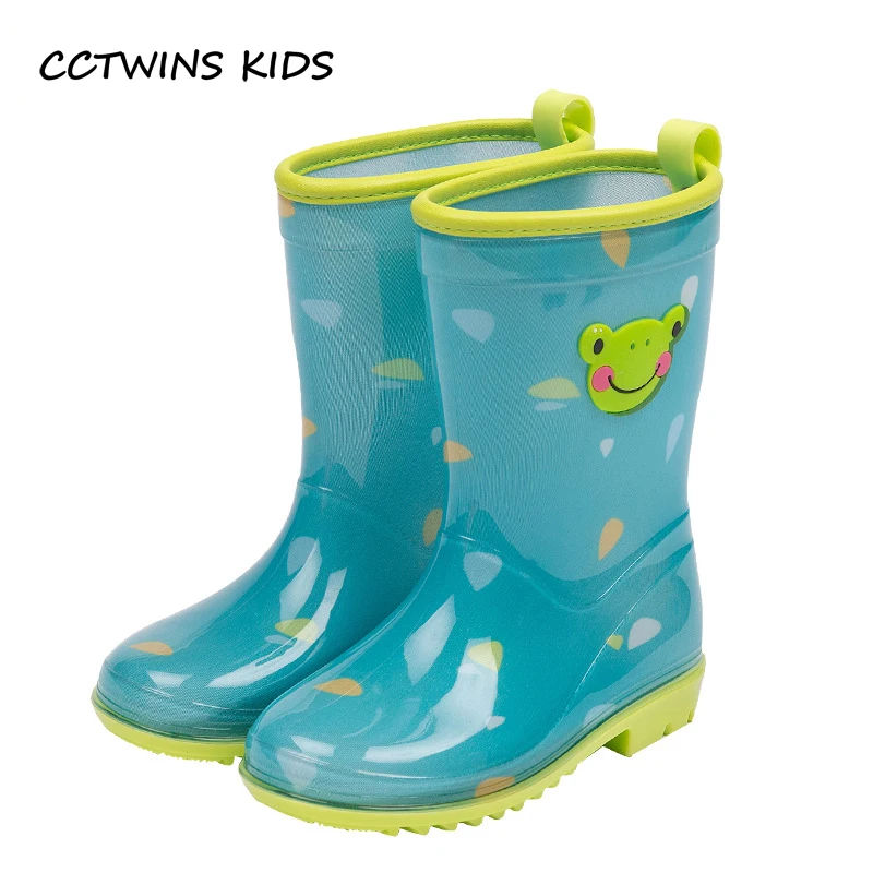 

CCTWINS KIDS 2017 Baby Girl Children PVC Blue Rain Boot Kid Brand Waterproof Shoe Toddler Boy Wellington Yellow Booties C1117