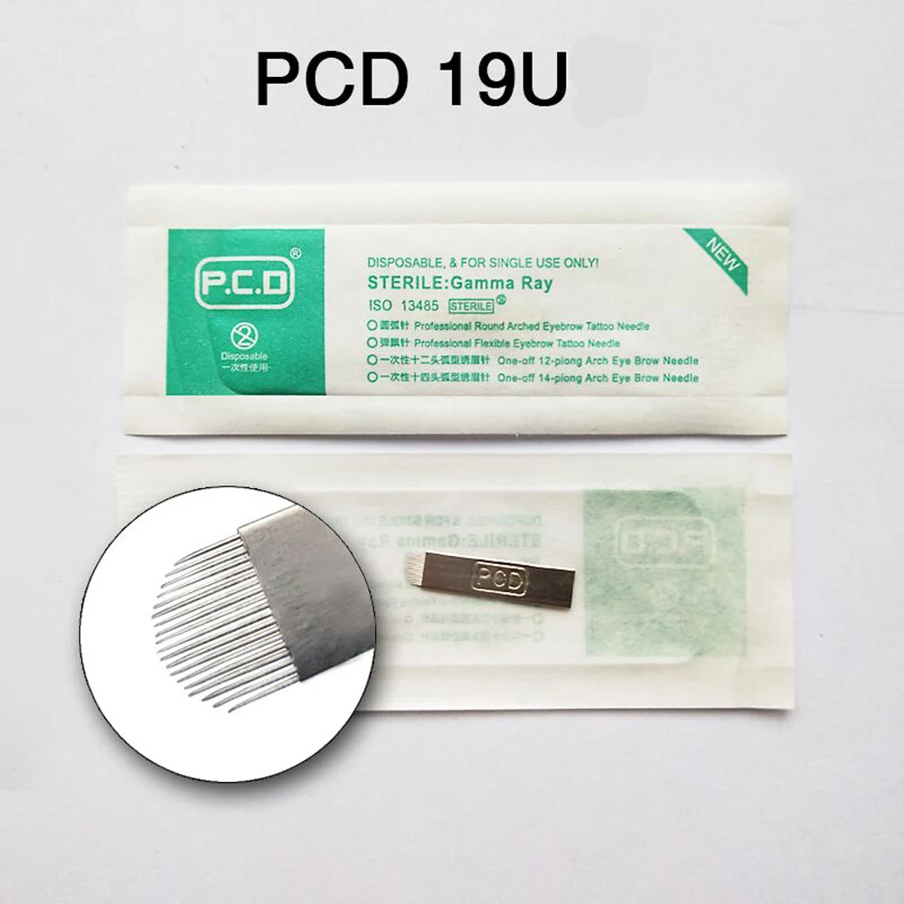 Copiel 100 шт. PCD 19U Pin изогнутый постоянный макияж бровей игла для нанесения татуировки микроблейдинг иглы для 3D вышивка ручная Татуировка ручка