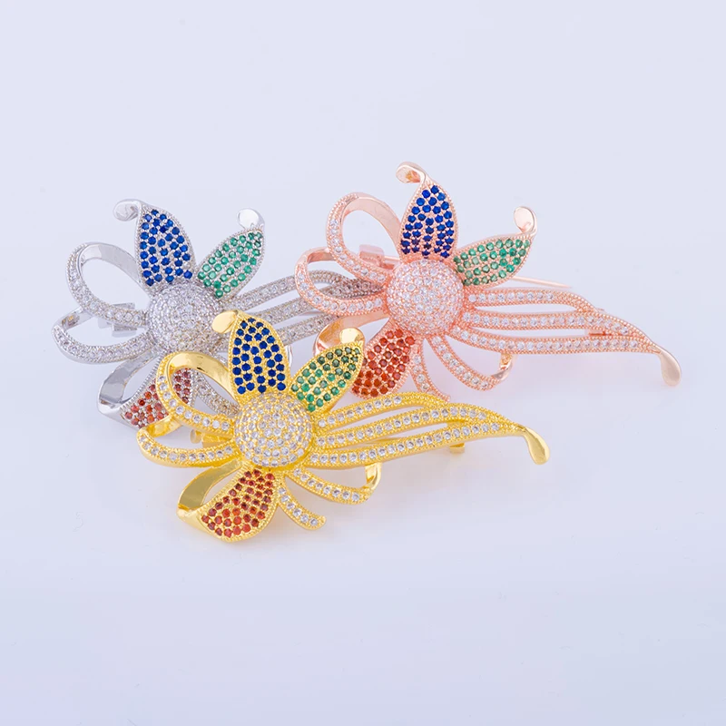 Европа и Америка Bijoux микро Pave CZ ювелирные изделия Модные цветы и цвет циркон женщин Шарм циркониевая брошь Broche Schmuck