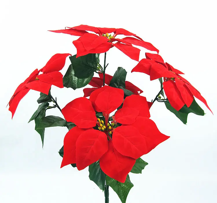 Artificial Red Poinsettia flowers bouquet for home garden decoration festive fake plants red