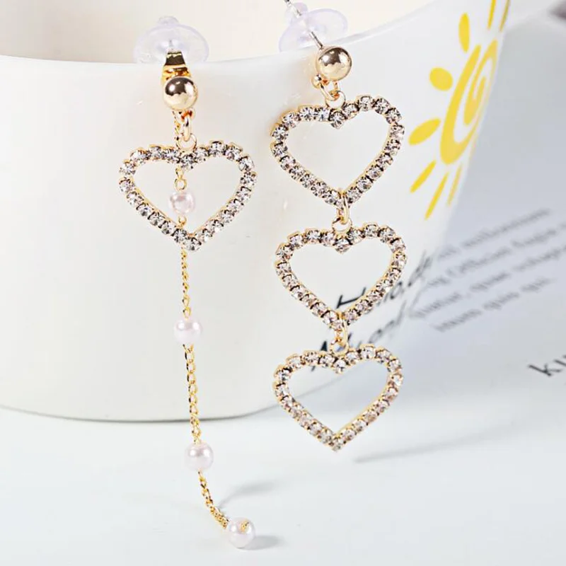 S925 pierced Грейс JUN полым из сердца серьги-клипсы и длинные Стиль капля серьги Элегантные украшения аксессуары с фабрики - Окраска металла: S925 pierced