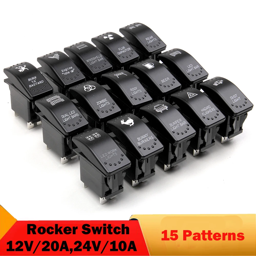 

5 Pins ON-OFF Car Switches 12v 24v Truck Trailer Boat Motorcycle Waterproof LED Toggle Rocker Switch LED Work Light Bar Switch