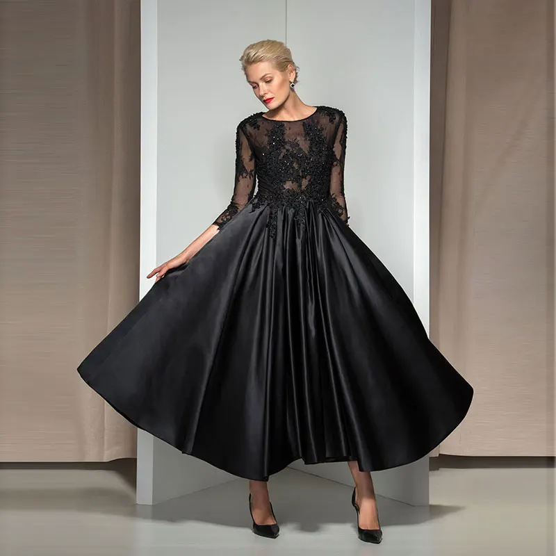 Tanpell Черное вечернее платье с аппликацией из бисера с глубоким вырезом на молнии платье на выпускной на заказ Формальное ТРАПЕЦИЕВИДНОЕ вечернее платье es - Цвет: as the picture