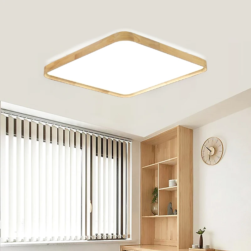 

80W Solid Wood Led Ceiling Lamp AC220V Led Panel Ceiling Light Remote Control Home Cafe Shopping Mall Decoration Ceiling Lamp
