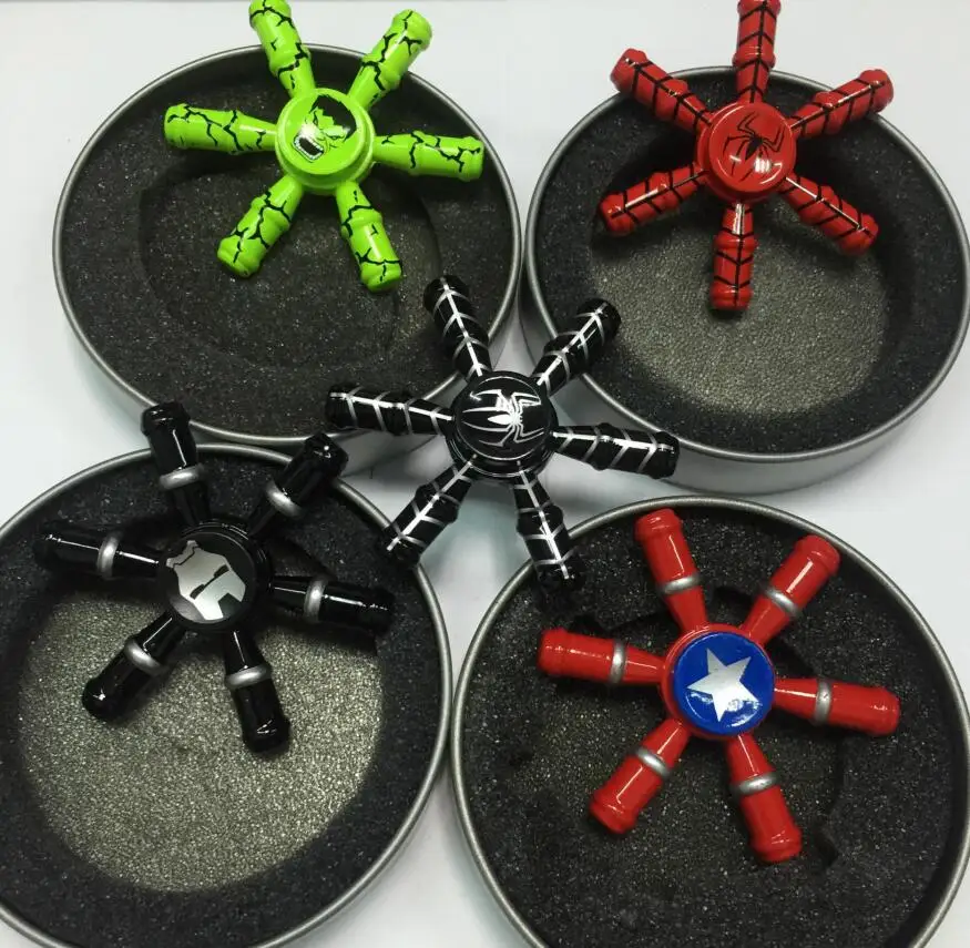 

Six Arms The Avengers Captain America Iron Man Hulk Spiderman Fidget Hand Spinner Finger Spinner Toy Fingertip Gyro