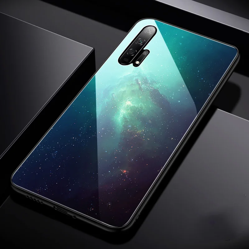 color 2 Стеклянный чехол Aixuan для huawei Honor 20/huawei Honor 20 Pro, чехол из закаленного стекла, силиконовый защитный полный чехол s - Цвет: color 2