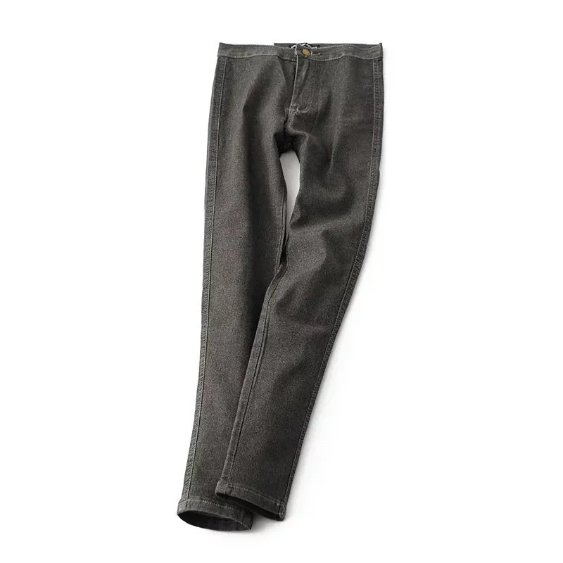 High Waist High Elastic Jeans Women Hot Sale American Style Skinny Pencil Denim Pants Trousers Fashion Vaqueros Mujer Black grey - Color: Gray