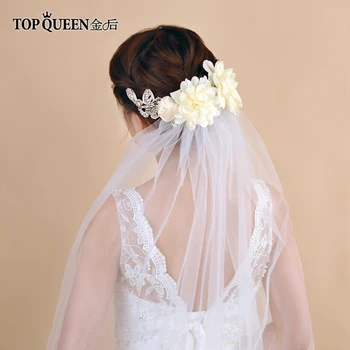 

TOPQUEEN VS260 wedding veils with comb bride Tulle dress Bridal Wedding accessories Wedding veil cathedral Ribbon flower veils
