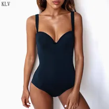 Женское сексуальное цельное бикини, плиссированное, на широких бретелях, монокини, пуш-ап, на косточках, подвижный Мягкий купальник, глубокий v-образный вырез, боди